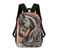 sinyumoney Horse Portrait with Decorative Background Sacs À Dos Pour Enfants, Cartables, Sacs À Dos Scolaires Imprimés En 3D, Sacs À Dos De Voyage Tendance Pour Enfants (primaire, Collège) 17inch