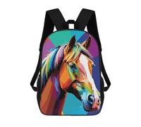 sinyumoney Horse Portrait Wpap Sacs À Dos Pour Enfants, Sac D'école Imprimé En 3D, Cartable Pour Enfants, Sac De Voyage, Sac À Dos Garçon Fille, Sac D'école Pour Enfants 17inch