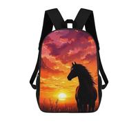 sinyumoney Horse Silhouette Sunset Sac À Dos Enfant, Cartable Imprimé En 3D Pour Garçons Et Adolescents 17inch