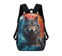 sinyumoney Howling at Lone Wolf Moon Sac À Dos Enfant Tendance Et Amusant, Sac À Dos Pour Garçons Et Adolescents, Sac D'école Imprimé En 3D Pour Garçons 17inch