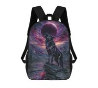 sinyumoney Howling Wolf Eclipse Fantasy Art Sacs À Dos Scolaires Pour Enfants, Sac D'école Imprimé En 3D Pour Garçons, Élèves Du Primaire Et Du Collège 17inch