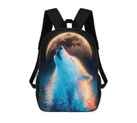 sinyumoney Howling Wolf Under The Moon Sac À Dos Enfant, Cartable Imprimé En 3D Pour Garçons Et Adolescents 17inch