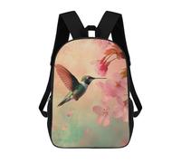 sinyumoney Hummingbird And Cherry Blossoms Art Sac À Dos Scolaire Imperméable Pour Ordinateur Portable, Idéal Pour L'école, Le Travail Et Les Voyages 17inch