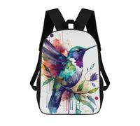 sinyumoney Hummingbird Watercolor Bir Sac À Dos Scolaire Pour Filles Et Garçons Avec Poche, Sac À Dos Tendance Pour Enfants 17inch
