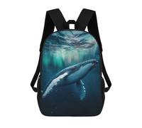 sinyumoney Humpback Whale Aurora Borealis Sac À Dos Scolaire Enfant Tendance Et Décontracté, Sac À Dos Imprimé En 3D Pour Garçon, Grand Sac À Dos 17inch