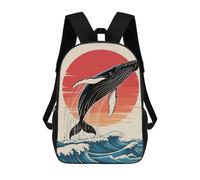 sinyumoney Humpback Whale Breaching at Sunset Sac À Dos Scolaire Pour Enfants Imprimé En 3D, Idéal Pour Les Voyages Et Les Lectures, Pour Les Garçons Et Les Élèves Du Primaire 17inch