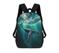 sinyumoney Humpback Whale Northern Lights Sac À Dos Scolaire Imprimé En 3D Pour Enfants, Sac À Dos Garçon/fille, Sac De Voyage Pour Enfants 17inch