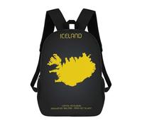 sinyumoney Iceland Map Sac À Dos Imprimé En 3D, Sac D'école Décontracté Et Tendance Pour Enfants, Sac D'école Pour Garçons, Collégiens 17inch