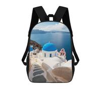 sinyumoney Iconic Santorini Greece Sac À Dos Enfant, Cartable Pour Garçons Et Adolescents, Sac À Dos De Voyage, Sac À Dos Scolaire, Sac À Livres 17inch