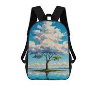 sinyumoney Impasto Tree Painting on Island Sac À Dos Scolaire Pour Adolescents, Imprimé En 3D, Ajustable, À Poches Tendance, Pour Enfants, Garçons, Filles, Étudiants Et Adolescents 17inch