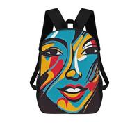 sinyumoney Impression 3D Abstract Colorful Face Art Sacs À Dos Scolaires Pour Enfants, Cartables Pour Garçons, Grand Sac À Dos De Voyage, Sacs À Dos De Jour 17inch