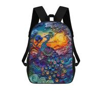 sinyumoney Impression 3D Abstract Colorful Peacock Sacs À Dos Scolaires Pour Enfants, Cartables Pour Garçons, Grand Sac À Dos De Voyage, Sacs À Dos De Jour 17inch