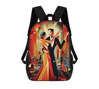 sinyumoney Impression 3D Art Deco Dance Couple Sacs À Dos Scolaires Pour Enfants, Cartables Pour Garçons, Grand Sac À Dos De Voyage, Sacs À Dos De Jour 17inch
