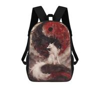 sinyumoney Impression 3D Art Fox And Yin Yang Sacs À Dos Scolaires Pour Enfants De 17 Pouces, Sacs À Livres Pour Garçons, Grand Sac À Dos De Voyage, Sacs À Dos De Jour