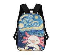 sinyumoney Impression 3D Axolotl Gaming Starry Night Sacs À Dos Scolaires Pour Enfants, Cartables Pour Garçons, Grand Sac À Dos De Voyage, Sacs À Dos De Jour 17inch