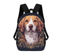 sinyumoney Impression 3D Beagle Portrait with Floral Accents Sacs À Dos Scolaires Pour Enfants, Cartables Pour Garçons, Grand Sac À Dos De Voyage, Sacs À Dos De Jour 17inch