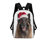 sinyumoney Impression 3D Belgian Tervuren Dog with Santa Hat Sacs À Dos Scolaires Pour Enfants, Cartables Pour Garçons, Grand Sac À Dos De Voyage, Sacs À Dos De Jour 17inch