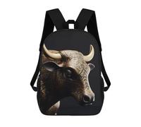 sinyumoney Impression 3D Black And Gold Ox Sacs À Dos Scolaires Pour Enfants De 17 Pouces, Sacs À Livres Pour Garçons, Grand Sac À Dos De Voyage, Sacs À Dos De Jour