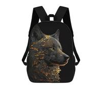 sinyumoney Impression 3D Black And Gold Wolf Sacs À Dos Scolaires Pour Enfants De 17 Pouces, Sacs À Livres Pour Garçons, Grand Sac À Dos De Voyage, Sacs À Dos De Jour