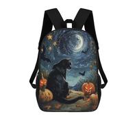 sinyumoney Impression 3D Black Cat Halloween Night Sacs À Dos Scolaires Pour Enfants, Cartables Pour Garçons, Grand Sac À Dos De Voyage, Sacs À Dos De Jour 17inch