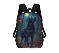 sinyumoney Impression 3D Black Dog in Moonlight Forest Sacs À Dos Scolaires Pour Enfants, Cartables Pour Garçons, Grand Sac À Dos De Voyage, Sacs À Dos De Jour 17inch