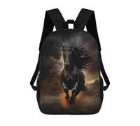sinyumoney Impression 3D Black Horse Galloping Sacs À Dos Scolaires Pour Enfants De 17 Pouces, Sacs À Livres Pour Garçons, Grand Sac À Dos De Voyage, Sacs À Dos De Jour
