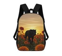 sinyumoney Impression 3D Black Panther in A Flower Field Sacs À Dos Scolaires Pour Enfants, Cartables Pour Garçons, Grand Sac À Dos De Voyage, Sacs À Dos De Jour 17inch