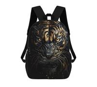 sinyumoney Impression 3D Black Tiger in Gold Sacs À Dos Scolaires Pour Enfants, Cartables Pour Garçons, Grand Sac À Dos De Voyage, Sacs À Dos De Jour 17inch