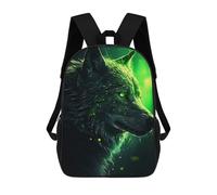 sinyumoney Impression 3D Black Wolf Green Eyes Sacs À Dos Scolaires Pour Enfants, Cartables Pour Garçons, Grand Sac À Dos De Voyage, Sacs À Dos De Jour 17inch