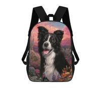 sinyumoney Impression 3D Border Collie in Flowers Sacs À Dos Scolaires Pour Enfants De 17 Pouces, Sacs À Livres Pour Garçons, Grand Sac À Dos De Voyage, Sacs À Dos De Jour