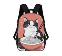 sinyumoney Impression 3D Cat Eating Ramen Noodles Sacs À Dos Scolaires Pour Enfants, Cartables Pour Garçons, Grand Sac À Dos De Voyage, Sacs À Dos De Jour 17inch
