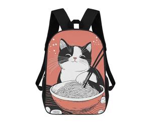 sinyumoney Impression 3D Cat Eating Ramen Noodles Sacs À Dos Scolaires Pour Enfants, Cartables Pour Garçons, Grand Sac À Dos De Voyage, Sacs À Dos De Jour 17inch