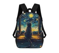 sinyumoney Impression 3D Cat Gazing at Starry Night Sacs À Dos Scolaires Pour Enfants, Cartables Pour Garçons, Grand Sac À Dos De Voyage, Sacs À Dos De Jour 17inch
