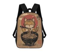 sinyumoney Impression 3D Cat Ramen Japan Sacs À Dos Scolaires Pour Enfants, Cartables Pour Garçons, Grand Sac À Dos De Voyage, Sacs À Dos De Jour 17inch