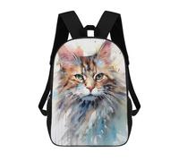sinyumoney Impression 3D Cat Watercolor Sacs À Dos Scolaires Pour Enfants De 17 Pouces, Sacs À Livres Pour Garçons, Grand Sac À Dos De Voyage, Sacs À Dos De Jour