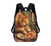sinyumoney Impression 3D Cat with Pizza And Candle Sacs À Dos Scolaires Pour Enfants, Cartables Pour Garçons, Grand Sac À Dos De Voyage, Sacs À Dos De Jour 17inch