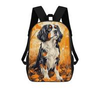 sinyumoney Impression 3D Cavalier King Charles Spaniel in Autumn Leaves Sacs À Dos Scolaires Pour Enfants, Cartables Pour Garçons, Grand Sac À Dos De Voyage, Sacs À Dos De Jour 17inch