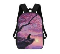 sinyumoney Impression 3D Cherry Blossom Cat Sunset Sacs À Dos Scolaires Pour Enfants De 17 Pouces, Sacs À Livres Pour Garçons, Grand Sac À Dos De Voyage, Sacs À Dos De Jour