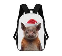 sinyumoney Impression 3D Christmas Bat with Santa Hat Sacs À Dos Scolaires Pour Enfants, Cartables Pour Garçons, Grand Sac À Dos De Voyage, Sacs À Dos De Jour 17inch