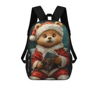 sinyumoney Impression 3D Christmas Bear Reading Sacs À Dos Scolaires Pour Enfants, Cartables Pour Garçons, Grand Sac À Dos De Voyage, Sacs À Dos De Jour 17inch