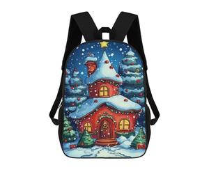 sinyumoney Impression 3D Christmas Cottage Tree Sacs À Dos Scolaires Pour Enfants, Cartables Pour Garçons, Grand Sac À Dos De Voyage, Sacs À Dos De Jour 17inch