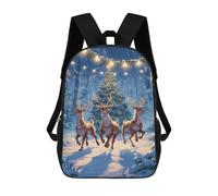 sinyumoney Impression 3D Christmas Deer Forest Scene Sacs À Dos Scolaires Pour Enfants De 17 Pouces, Sacs À Livres Pour Garçons, Grand Sac À Dos De Voyage, Sacs À Dos De Jour