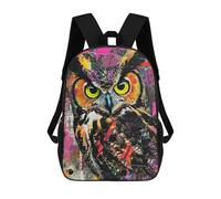 sinyumoney Impression 3D Colorful Abstract Owl Art Print-2 Sacs À Dos Scolaires Pour Enfants De 17 Pouces, Sacs À Livres Pour Garçons, Grand Sac À Dos De Voyage, Sacs À Dos De Jour