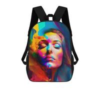sinyumoney Impression 3D Colorful Abstract Portrait -6 Sacs À Dos Scolaires Pour Enfants, Cartables Pour Garçons, Grand Sac À Dos De Voyage, Sacs À Dos De Jour 17inch