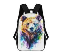 sinyumoney Impression 3D Colorful Bear Watercolor Sacs À Dos Scolaires Pour Enfants, Cartables Pour Garçons, Grand Sac À Dos De Voyage, Sacs À Dos De Jour 17inch