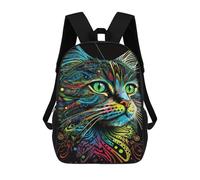 sinyumoney Impression 3D Colorful Cat Art Print-26 Sacs À Dos Scolaires Pour Enfants De 17 Pouces, Sacs À Livres Pour Garçons, Grand Sac À Dos De Voyage, Sacs À Dos De Jour