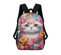 sinyumoney Impression 3D Colorful Cat Flowers Butterflies Sacs À Dos Scolaires Pour Enfants De 17 Pouces, Sacs À Livres Pour Garçons, Grand Sac À Dos De Voyage, Sacs À Dos De Jour