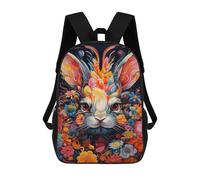 sinyumoney Impression 3D Colorful Floral Rabbit Art Print Sacs À Dos Scolaires Pour Enfants De 17 Pouces, Sacs À Livres Pour Garçons, Grand Sac À Dos De Voyage, Sacs À Dos De Jour