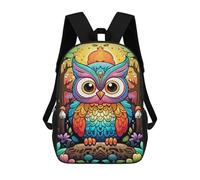 sinyumoney Impression 3D Colorful Forest Owl Art Print Sacs À Dos Scolaires Pour Enfants De 17 Pouces, Sacs À Livres Pour Garçons, Grand Sac À Dos De Voyage, Sacs À Dos De Jour