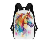 sinyumoney Impression 3D Colorful Horse Portrait Sacs À Dos Scolaires Pour Enfants De 17 Pouces, Sacs À Livres Pour Garçons, Grand Sac À Dos De Voyage, Sacs À Dos De Jour